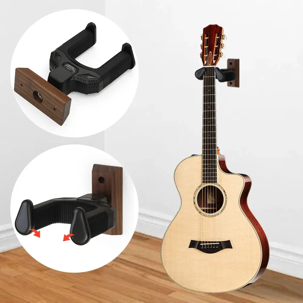 Accroche mural pour guitare en bois, solide et élégant