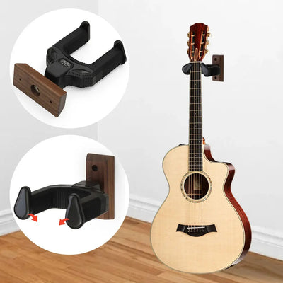 Accroche mural pour guitare en bois, solide et élégant