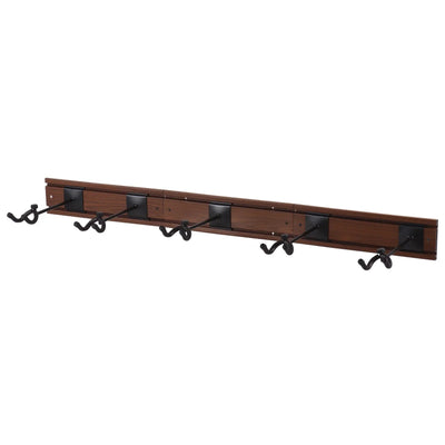 Rack Mural Guitare Professionnel – Support Métal 5 Guitares Marron