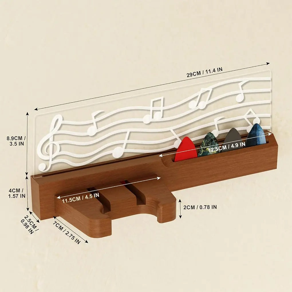 Support Mural Guitare Bois à LED – Design et Stable - Dimension du support