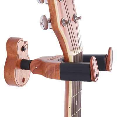 Support mural en bois pour guitare - Accroche universel avec guitare posé dessus 