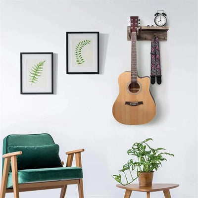 Porte-guitare mural multifonction avec rangement pour accessoires