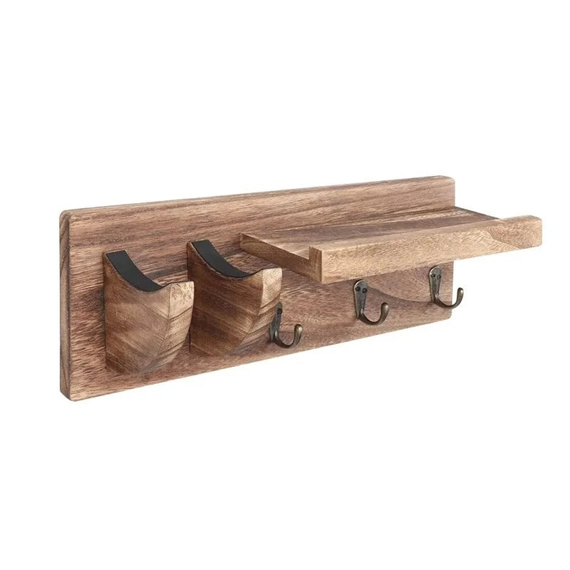 Support mural multifonction pour guitare – bois massif avec crochets