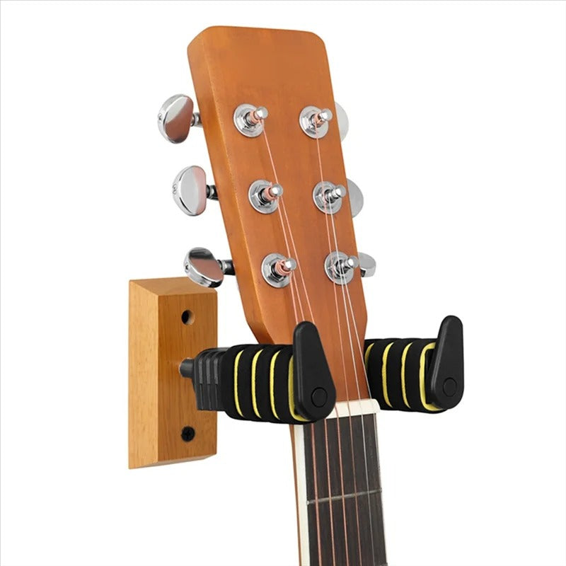 Crochet mural guitare en bois avec système de verrouillage automatique