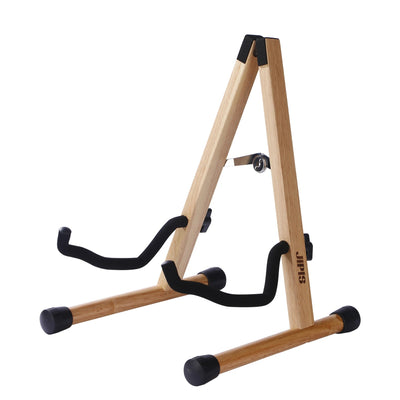 Support guitare bois finition foncée – idéal pour studio ou salon
