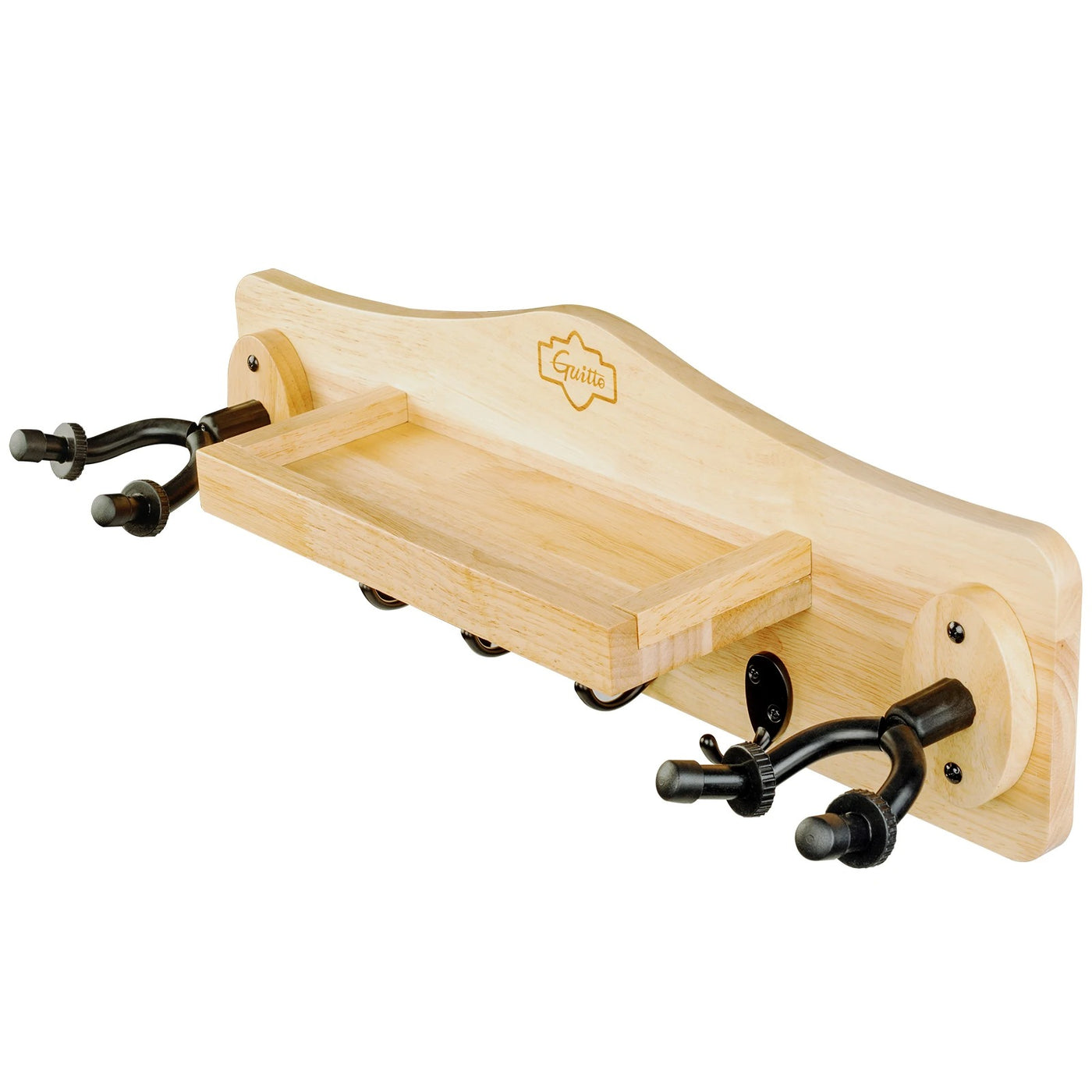 Support Mural Multi Guitare avec Étagère Bois, vue de côté, élégant et pratique