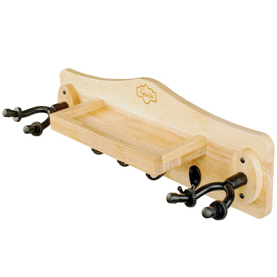Support Mural Multi Guitare avec Étagère Bois, vue de côté, élégant et pratique