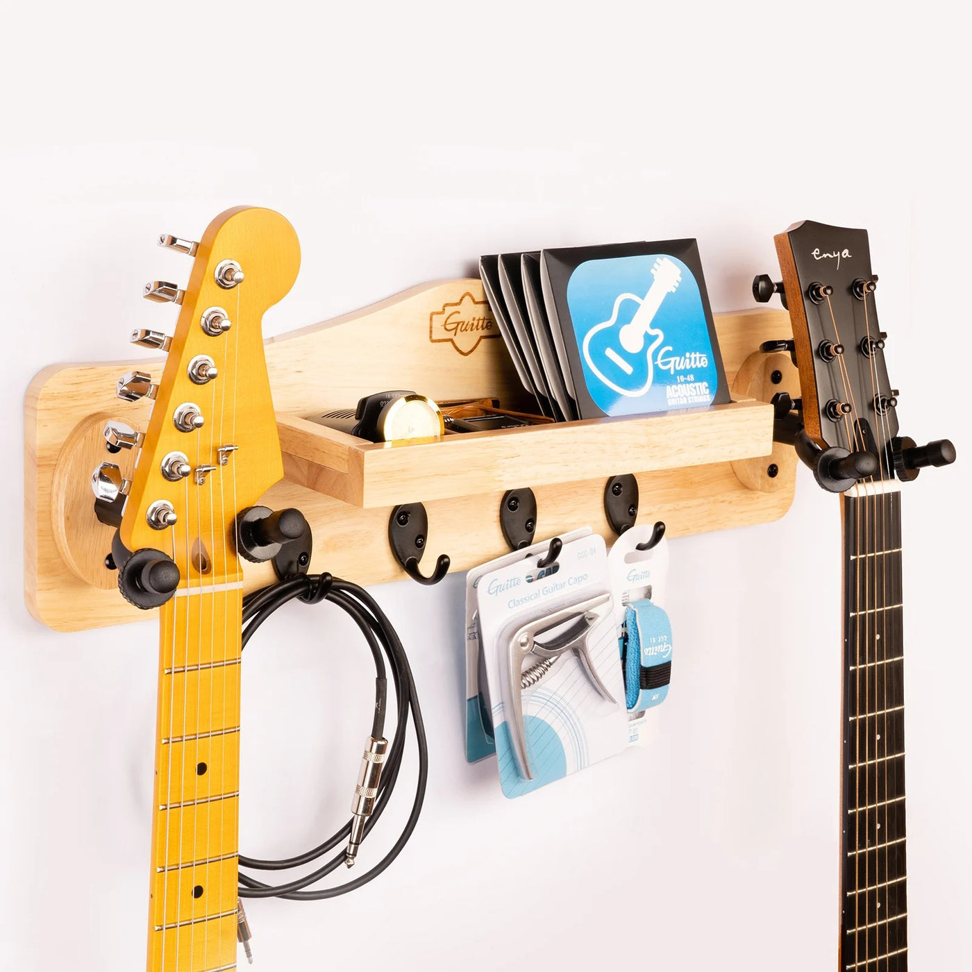 support pour deux guitares, étagere pratique et solide au mur